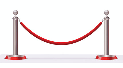 Metal barriers with red cord isolated on white flat Vector