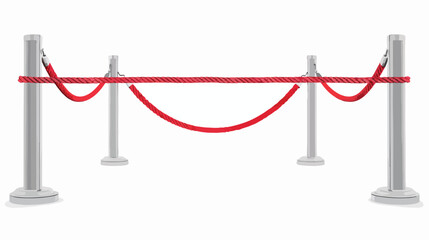 Metal barriers with red cord isolated on white flat Vector