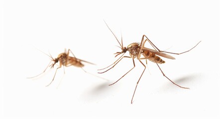 two mosquitoes isolated on white background insect