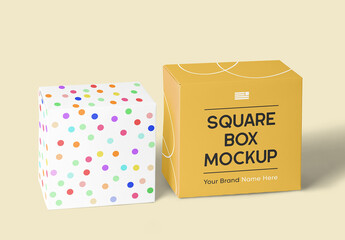 Square Boxes Mockup - obrazy, fototapety, plakaty