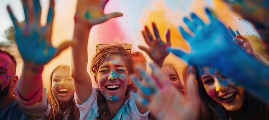 people crowd joyful colors Holi