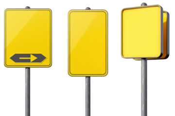 Collection of blank yellow road signs or Empty traffic
.isolated on white background