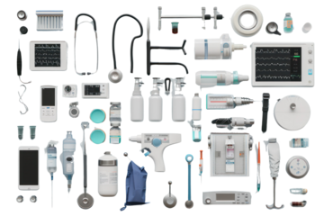Medical equipment set background, medical equipment, view on front,
.isolated on white background