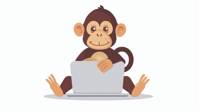 Monkey using a laptop Vector illustration monkey repr