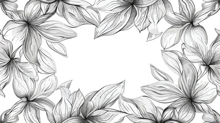 Monochrome Background With Abstract Flowers. Circle 