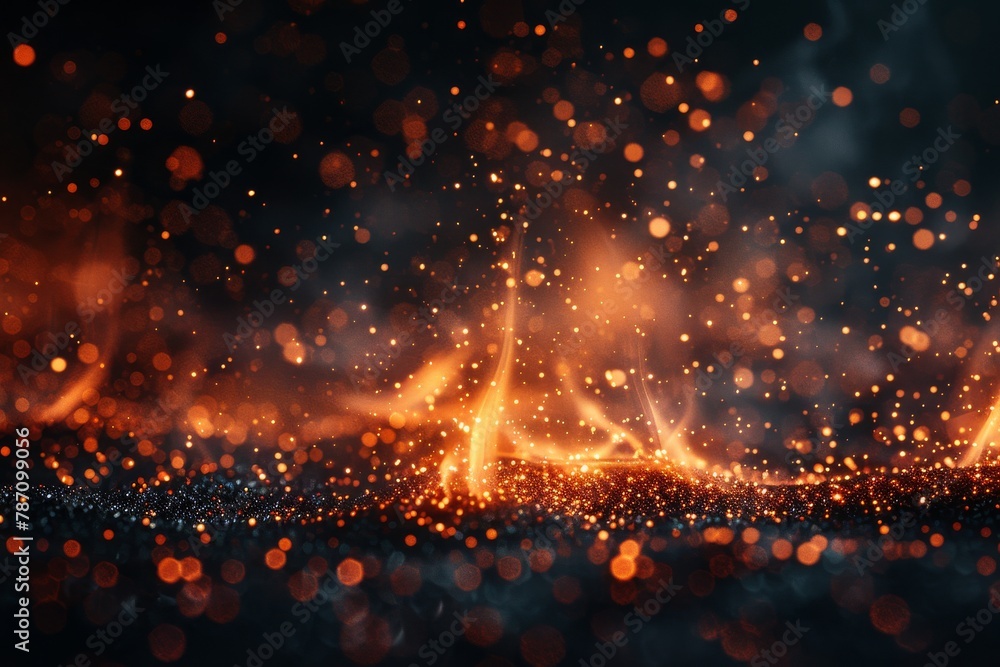 Poster the image captures a thrilling visual of fiery light waves created by vibrant, energetic particles