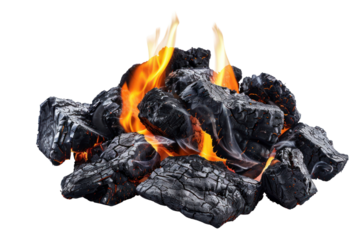 Pieces of burning coal
.isolated on white background