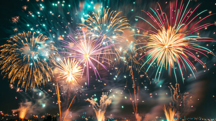 Fototapeta premium A fireworks display with a lot of bright colors and a lot of fireworks