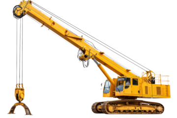 Rendering of yellow construction crane
.isolated on white background