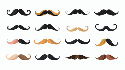 Mustaches icons flat vector isolated on white background