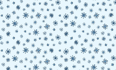Falling snowflakes. Vector contour drawing background - 787100891