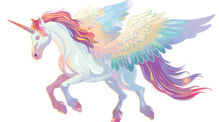 Mystical and powerful pegasus with iridescent wings 