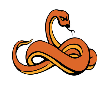 Scary big snake. Vector drawing