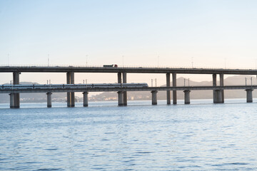 Fototapeta na wymiar Long bridge over the sea