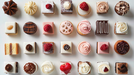 Realistic photo of cakes. Creative artistic diplay of fresh ingredients. AI Generative sweet dessert. 
