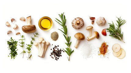 Obraz na płótnie Canvas Realistic photo of spices. Creative artistic diplay of fresh ingredients. AI Generative. 