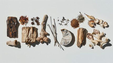 Realistic photo of food and spices. Creative artistic diplay of fresh ingredients. AI Generative. 