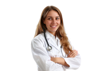 Woman Smiling medical doctor with
.isolated on white background
