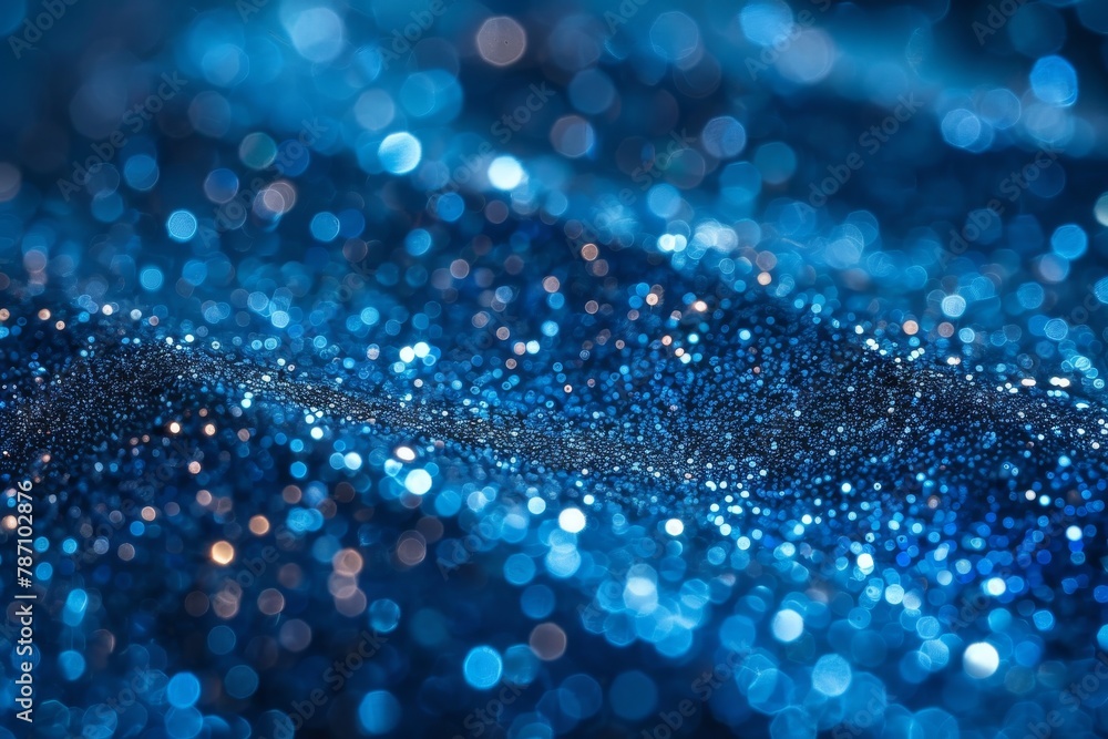 Poster an intense close-up texture of sparkling blue glitter creating a mesmerizing visual effect