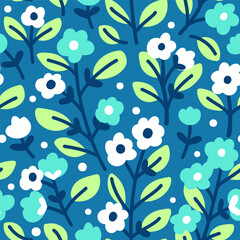 Flower meadow of forget-me-nots, seamless pattern