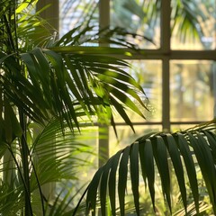 Palm Tree in Front of a Window