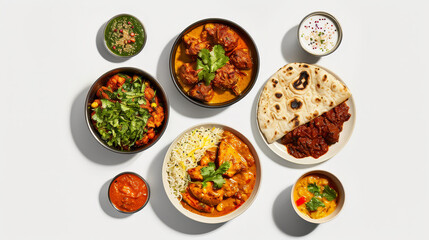 Realistic photo of indian food. Creative artistic diplay of fresh ingredients. AI Generative.