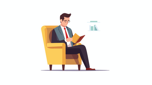 Office Person Reading list Flat Vector Cartoon illustration