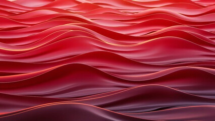 a trending pattern of calming waves-red silk like material, illustration, 3d render
