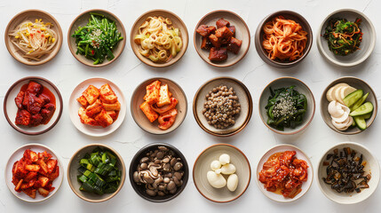 aRealistic photo of korean food. Creative artistic diplay of fresh ingredients. AI Generative kimchi. 
