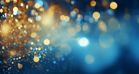 Elegant glittery background with blue and gold lights - obrazy, fototapety, plakaty