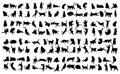 Cat shadow collection 1 cute on a white background, vector illustration.