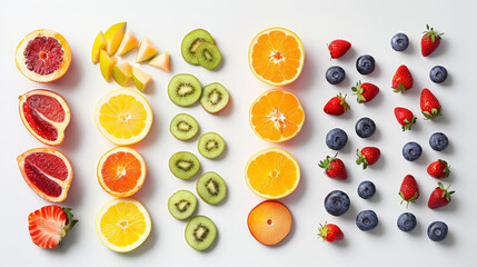 Realistic photo of fresh fruit. Creative artistic diplay of fresh ingredients. AI Generative. 
