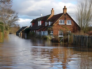 Obraz premium Flooded houses