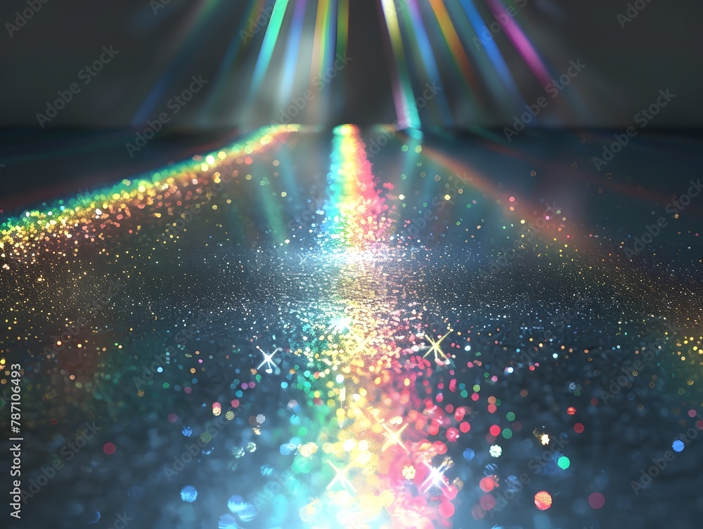 Poster glittering prism dark background of gradation where light enters from the left and right.