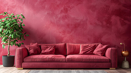 2024 viva magenta trend living room color, generative Ai