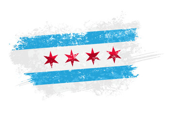 Obraz premium Chicago flag with grunge effect - vector illustration