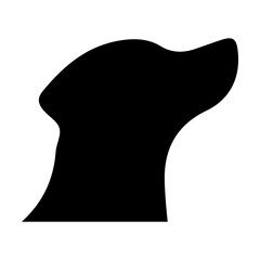 Dog icon, pet face profile vector silhouette glyph pictogram illustration
