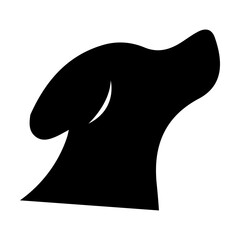 Dog icon, pet face profile vector silhouette glyph pictogram illustration
