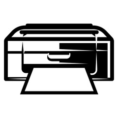Stylish monochrome printer icon. Vector template