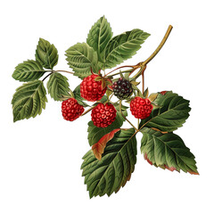 Vibrant Hand Drawn Blackberry Illustration: Detailed Botanical Drawing in Colored Pencils on Transparent Background