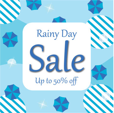 雨のセール最大50%offの真四角のバナー
