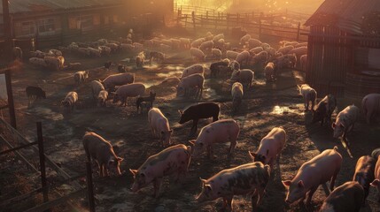 piglets pigs farm a lot beautiful