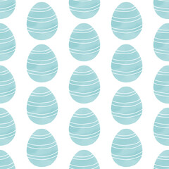 Seamless pattern with easter eggs, hand drawn illustration in watercolor style