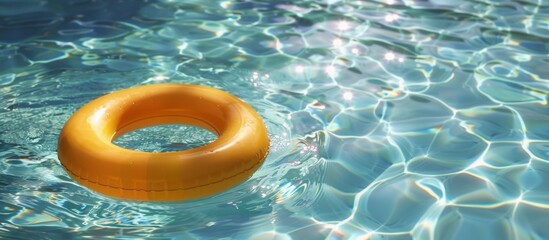 Inflatable Tube Floating in Swimming Pool