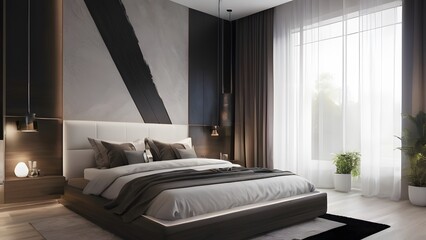 Modern Luxury Bedroom Interior with Elegant Design Element.