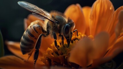 bee bees macro honey nectar fence