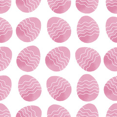 Seamless pattern with easter eggs, hand drawn illustration in watercolor style