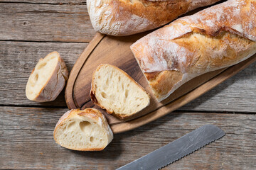 Fresh homemade french baguette bread .