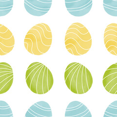 Seamless pattern with easter eggs, hand drawn illustration in watercolor style