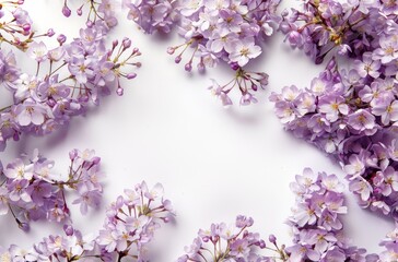 Bunch of Purple Flowers on White Background